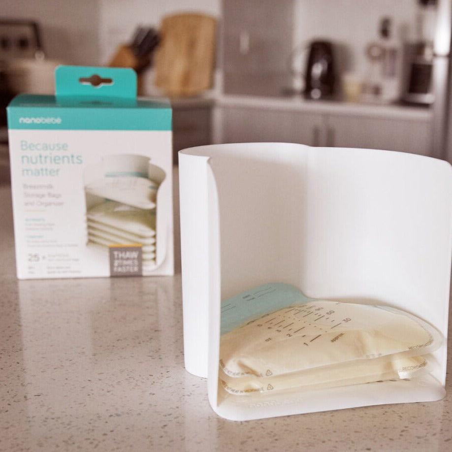 Bolsas para Leche Materna con Organizador Apilable - 25 unidades | Nanobebé