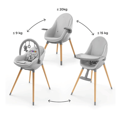 Silla de Comer Evolutiva 3 en 1 FINI UP - Grey | Kinderkraft