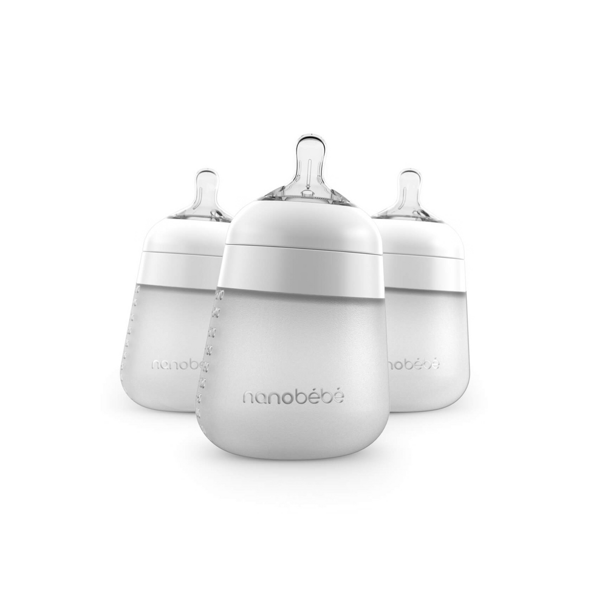 Pack of 2 Silicone Baby Bottles 270 ml - Grey