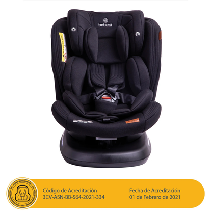Silla de Auto Convertible Isofix Supra 360° Premium - Negro | Bebesit