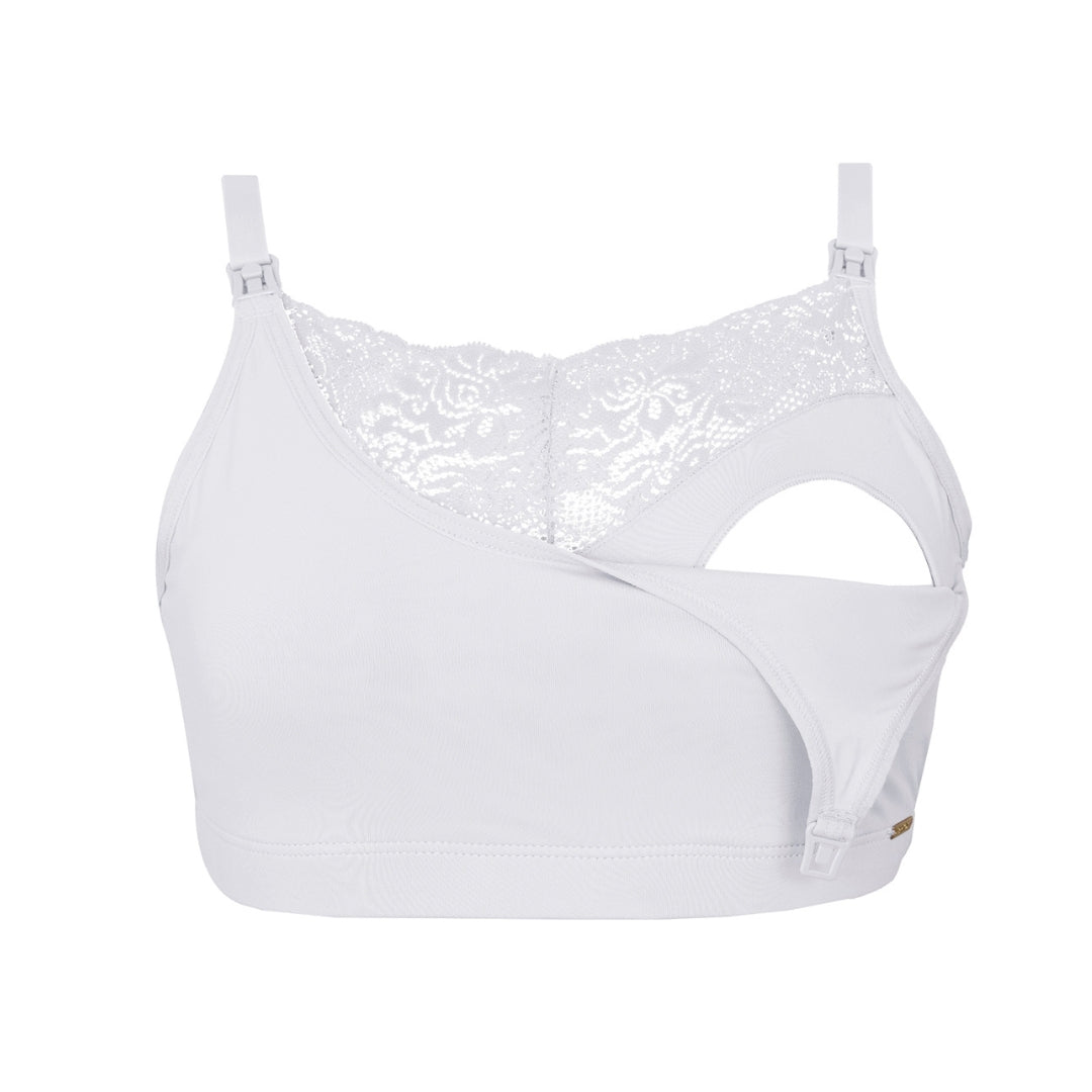 Semi Lace Nursing and Pregnancy Bra - White
