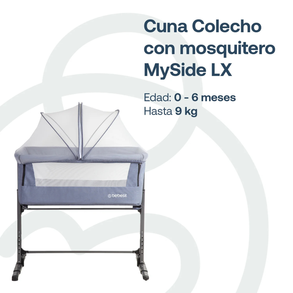 Cuna Colecho MySide LX con Mosquitero  - Azul | Bebesit
