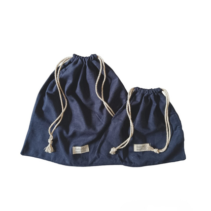 Bolsa Multifuncional de Lino - Azul Marino | Baby Mattress