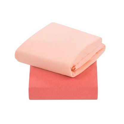 Pack de 2 Sábanas Bajeras para Cuna - Algodón Jersey - Coral | ClevaMama