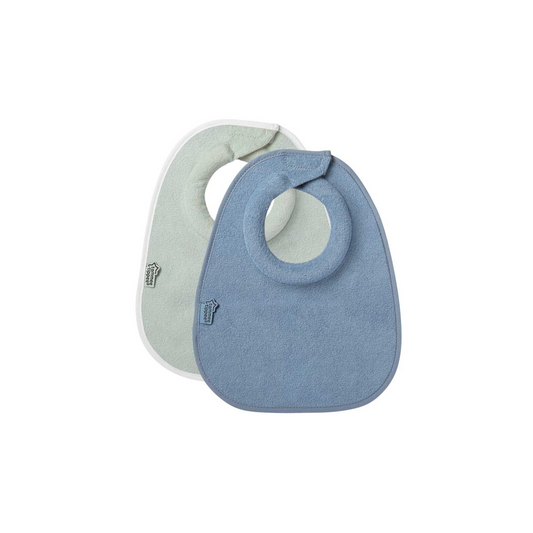 Set of 2 Reversible Absorbent Bibs - Blue