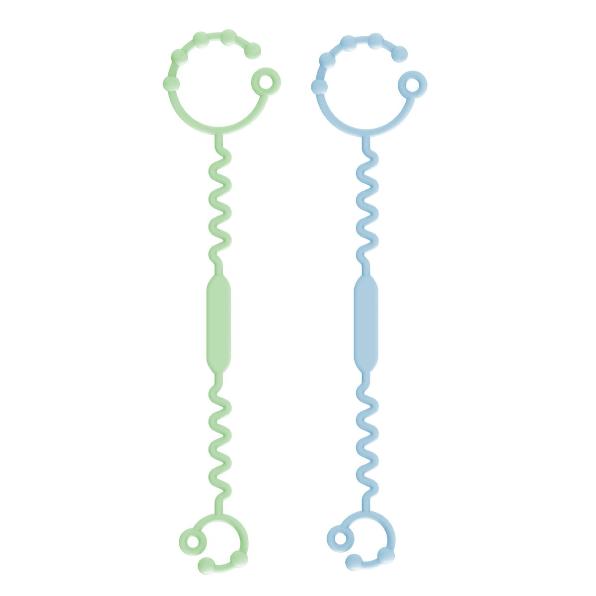 Correas de Silicona para Juguetes - 2 Unidades - Verde y Celeste | Mamás Mateas