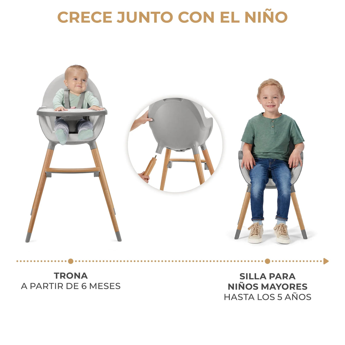Silla de Comer Fini 2 - Gris | Kinderkraft