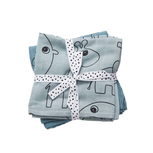 Set 2 Mantas Muselina - Azul | Done by deer