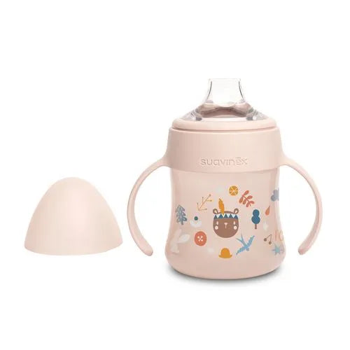 Vaso con Asas y Boquilla de Silicona - 150 ml - Rosa Prints | Suavinex