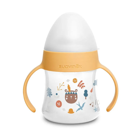 Vaso con Asas y Boquilla de Silicona - 150 ml - Amarillo Prints | Suavinex