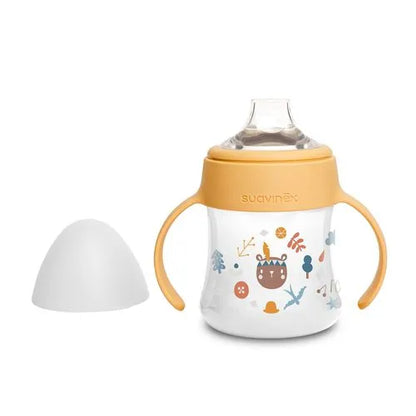 Vaso con Asas y Boquilla de Silicona - 150 ml - Amarillo Prints | Suavinex