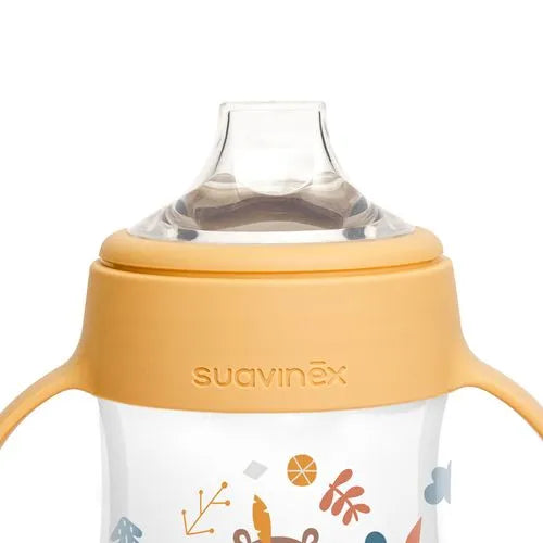 Vaso con Asas y Boquilla de Silicona - 150 ml - Amarillo Prints | Suavinex