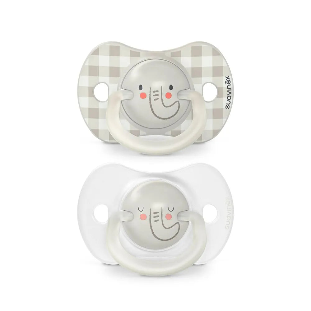 Pack of 2 Elephant Night Physiological Pacifiers - Beige