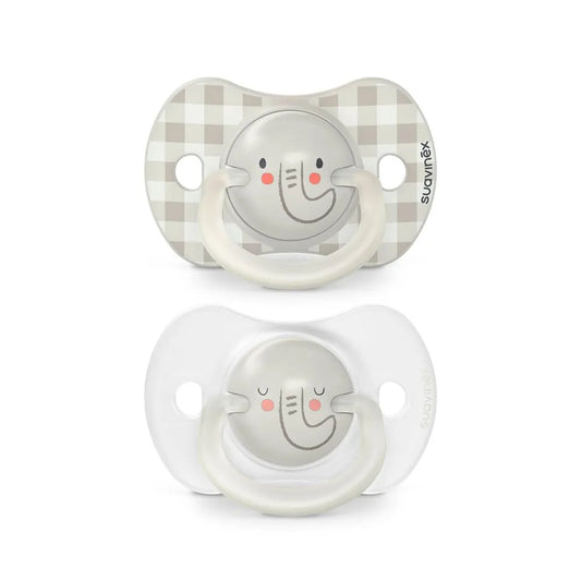 Pack de 2 Chupetes Fisiológicos Nocturnos Elefante - Beige | Suavinex