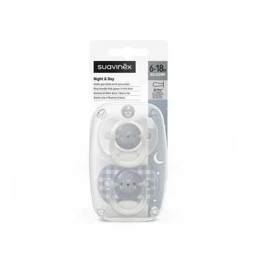 Pack de 2 Chupetes Fisiológicos Nocturnos Oso - Azul | Suavinex