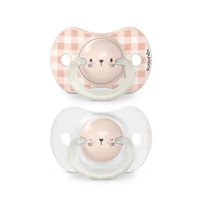 Pack de 2 Chupetes Fisiológicos Nocturnos Conejo - Rosa | Suavinex