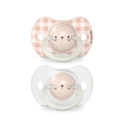 Pack de 2 Chupetes Fisiológicos Nocturnos Conejo - Rosa | Suavinex