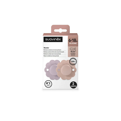 Pack de 2 Chupetes Wonder - Tetina Fisiológica Sx Pro - Lave y Pale Mauve | Suavinex