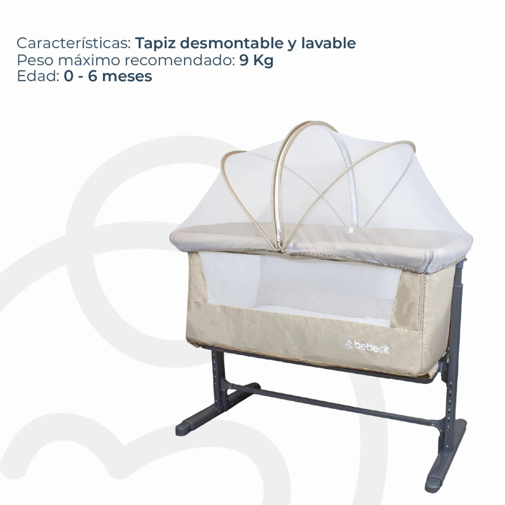 Cuna Colecho MySide LX con Mosquitero  - Beige | Bebesit