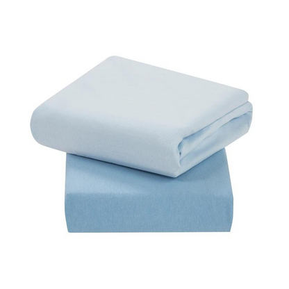 Pack de 2 Sábanas Bajeras para Cuna - Algodón Jersey - Azul | ClevaMama