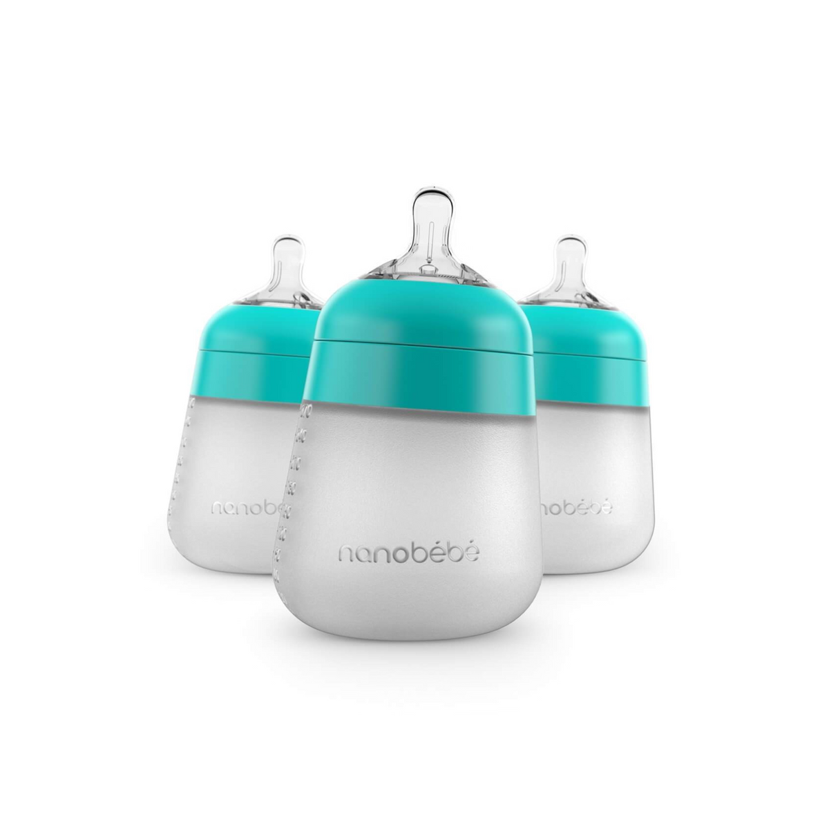 Pack 3 Mamaderas de Silicona 270 ml - Turquesa | Nanobebé