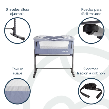 Cuna Colecho MySide LX con Mosquitero  - Azul | Bebesit