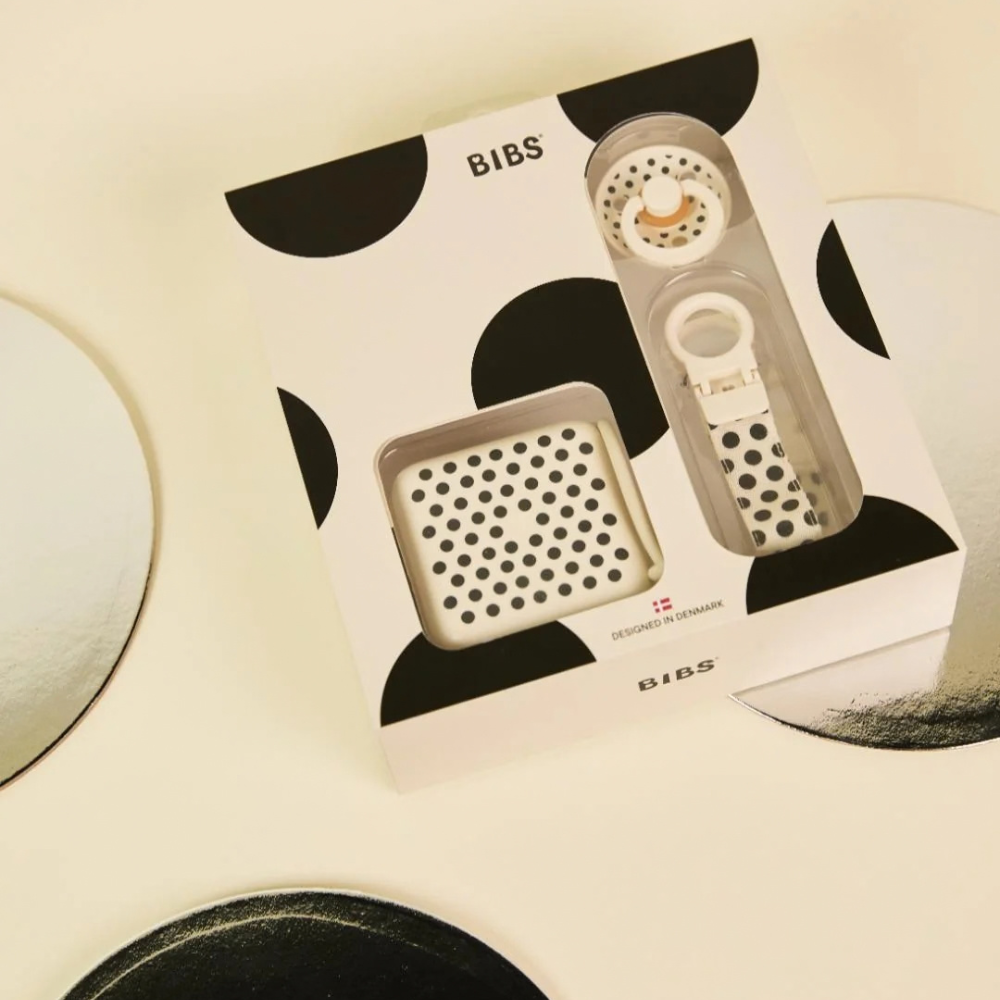 Set de Regalo Soothe & Go - Polka Ivory/Black | BIBS