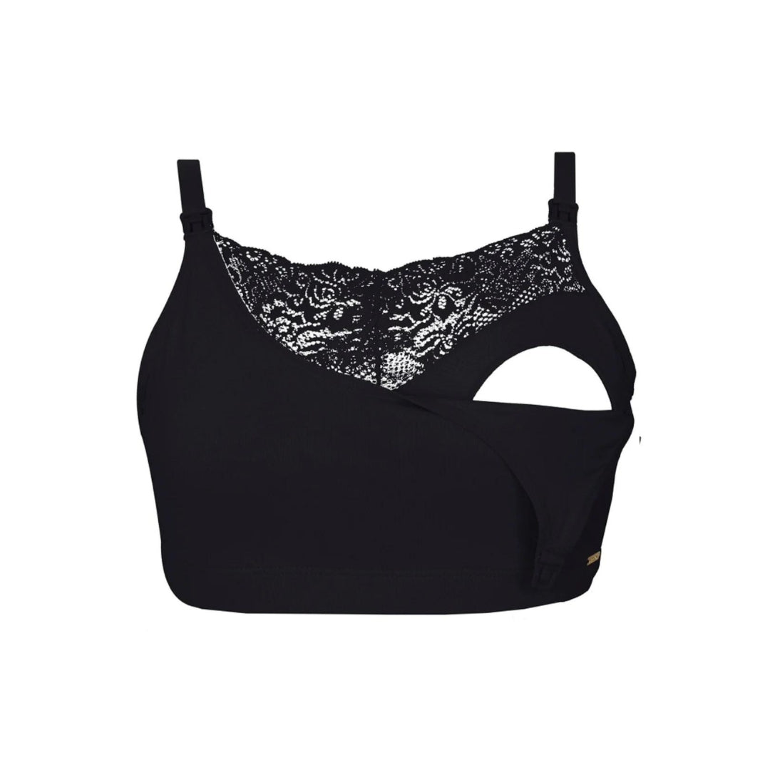 Semi Lace Nursing and Pregnancy Bra - Black