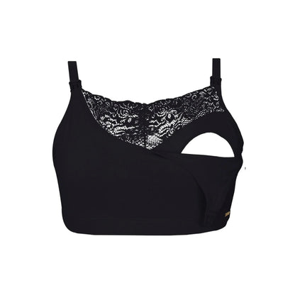 Semi Lace Nursing and Pregnancy Bra - Black
