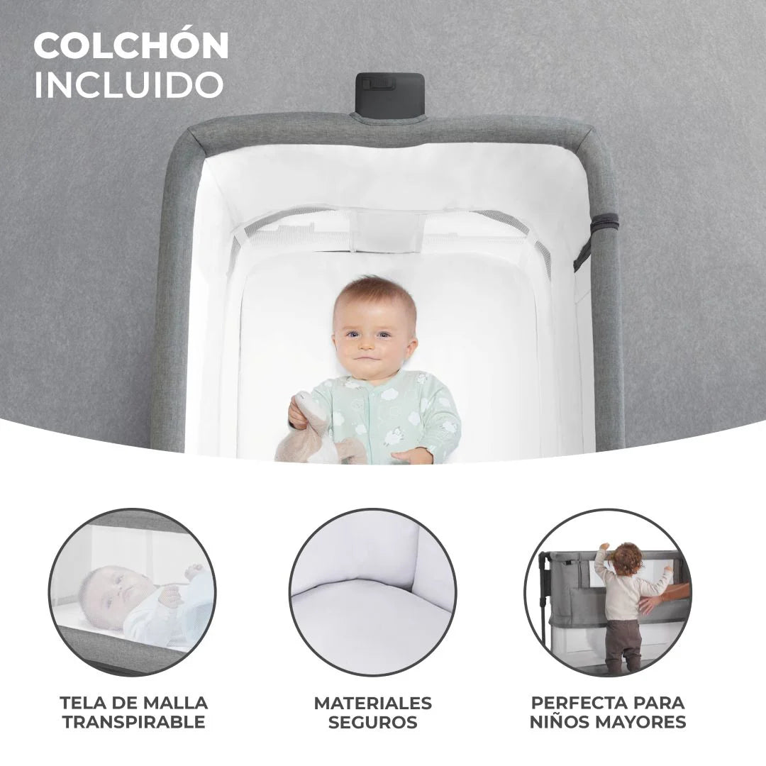 Cuna Colecho Neste Grow -  Madera y Gris Claro | Kinderkraft