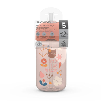 Botella con Bombilla 340ml - Rosa | Suavinex