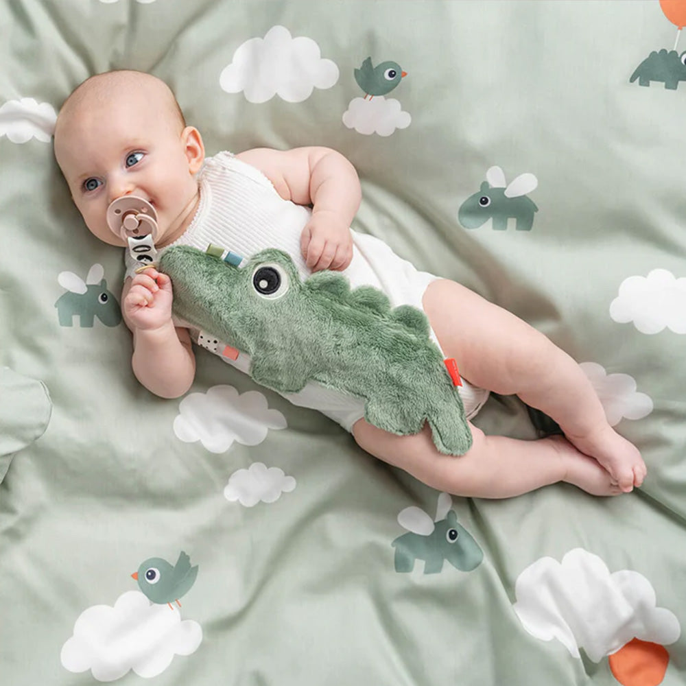 Mini Mantita con Porta Chupete Croco - Verde