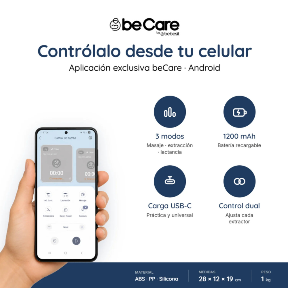 Extractor de Leche Materna Eléctrico Portátil con Aspirador Nasal beCare | Bebesit