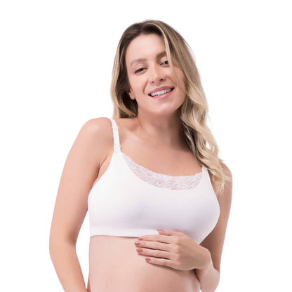 Semi Lace Nursing and Pregnancy Bra - White