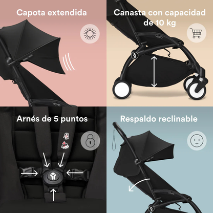 Coche Completo Stokke® YOYO³ – Chasis Negro + Asiento 6+ - Aqua | YOYO by Stokke