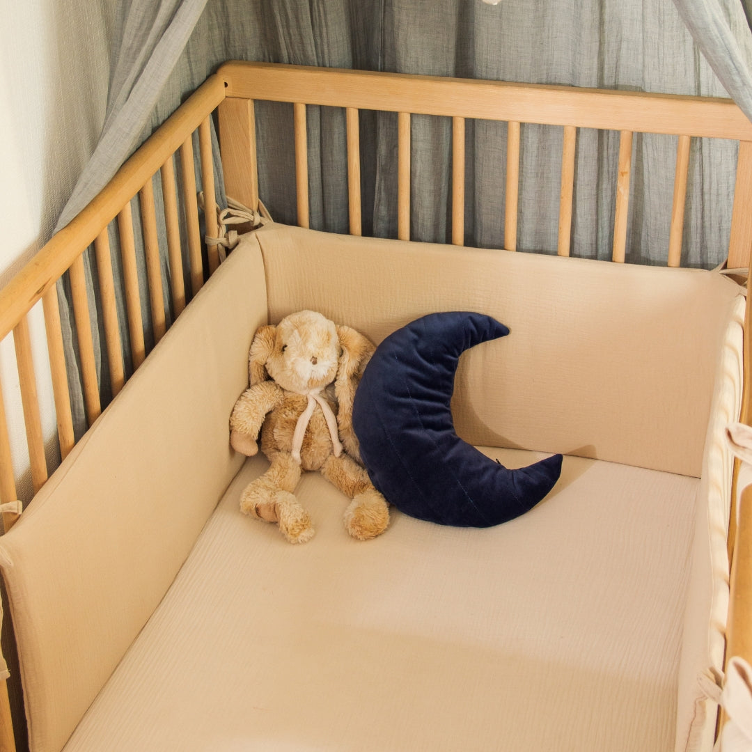 Protector de Cuna de Muselina en Algodón Orgánico - Beige | LOU BLOOM
