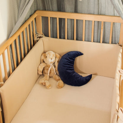 Protector de Cuna de Muselina en Algodón Orgánico - Beige | LOU BLOOM