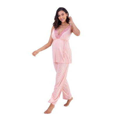 Maternity and Nursing Pajamas - 2 Pieces - Pink