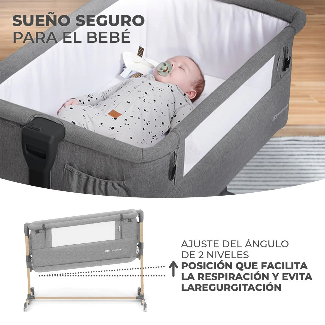 Cuna Colecho Neste Grow -  Madera y Gris Claro | Kinderkraft