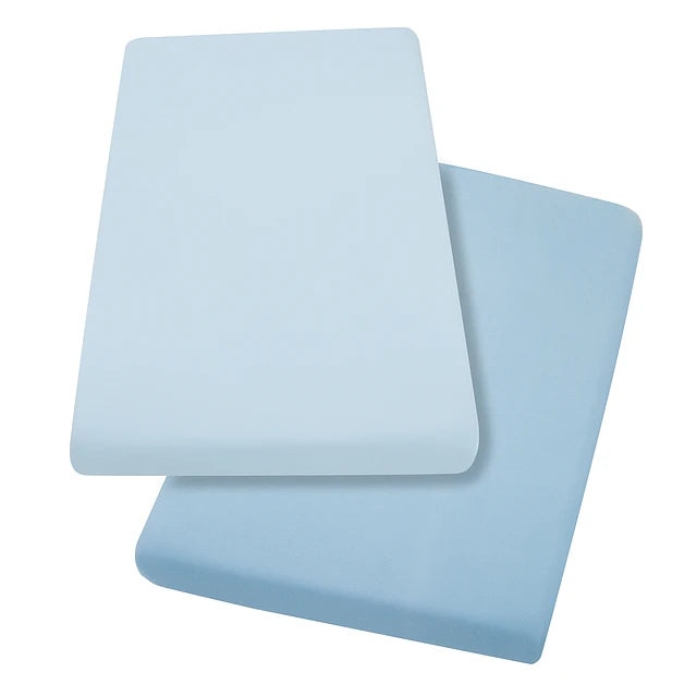 Pack de 2 Sábanas Bajeras para Cuna - Algodón Jersey - Azul | ClevaMama