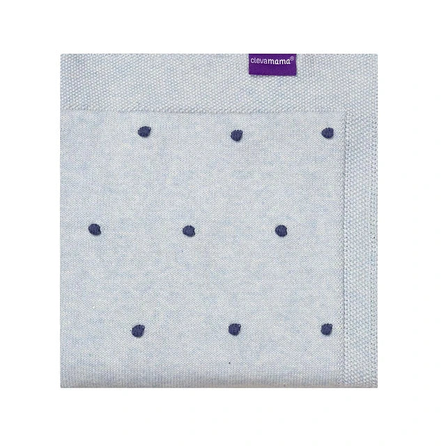 Manta Algodón Orgánico Pompones - Azul | ClevaMama
