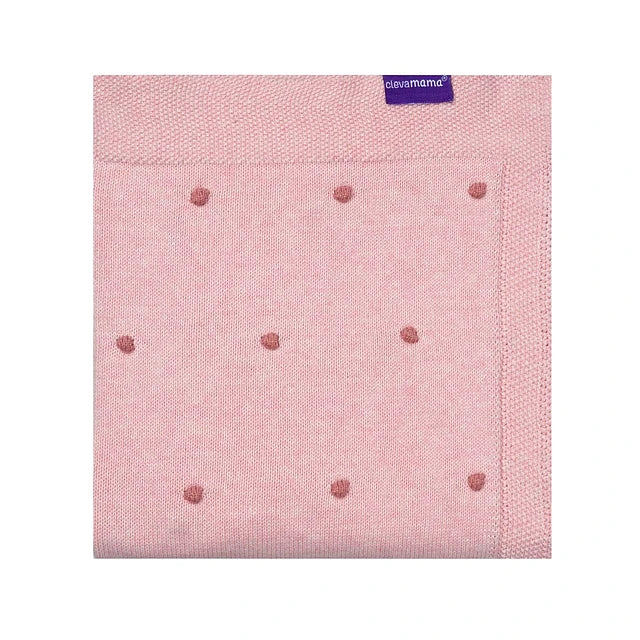 Manta Algodón Orgánico Pompones - Rosado | ClevaMama