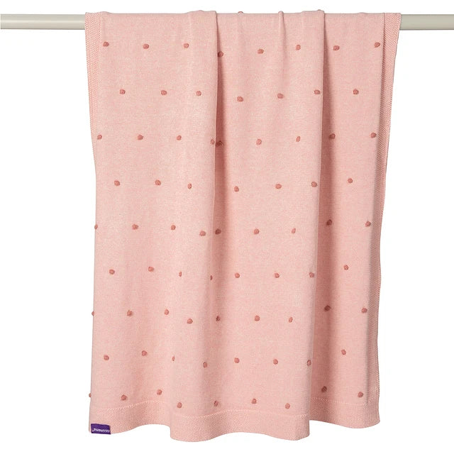 Manta Algodón Orgánico Pompones - Rosado | ClevaMama