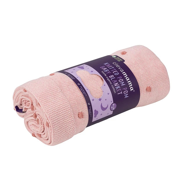 Manta Algodón Orgánico Pompones - Rosado | ClevaMama