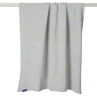 Manta Algodón Orgánico Pompones - Gris / Amarillo | ClevaMama