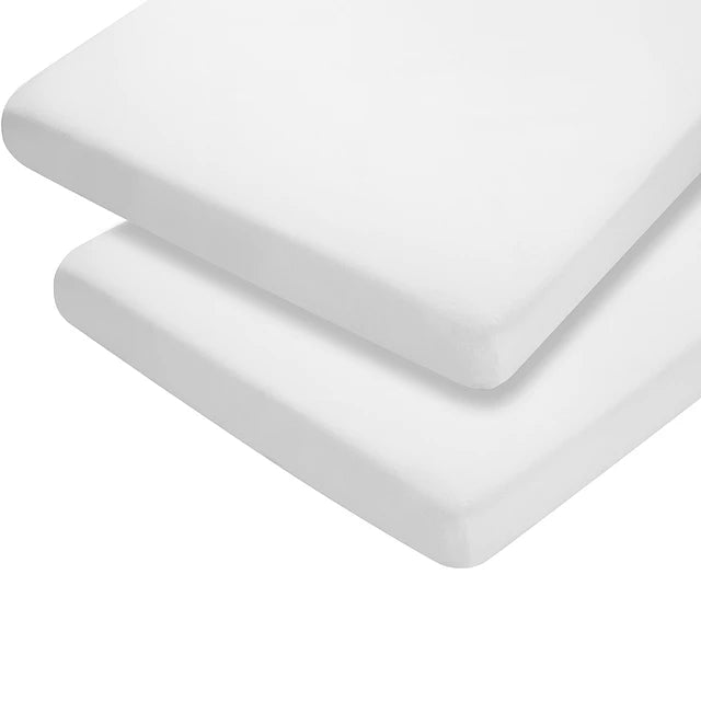 Pack de 2 Sábanas Bajeras para Cuna - Algodón Jersey - Blanco | ClevaMama