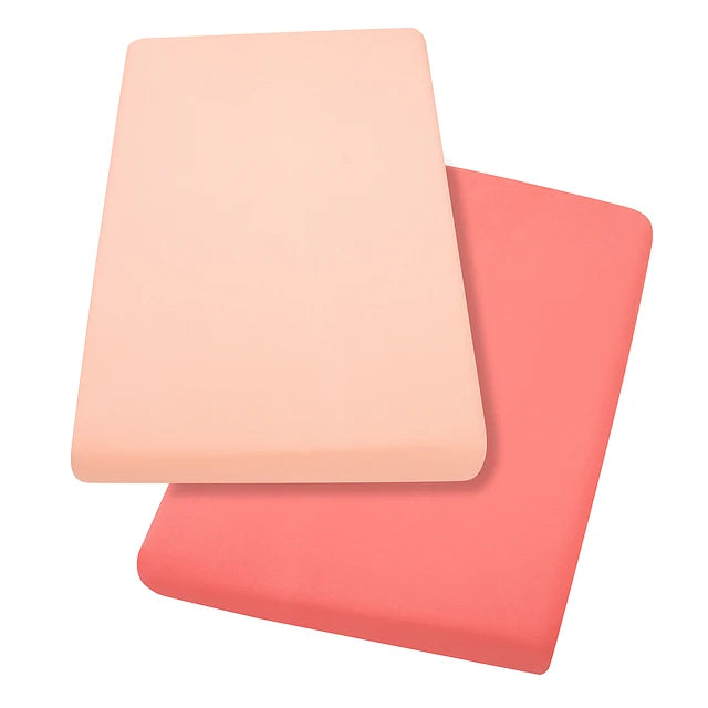 Pack de 2 Sábanas Bajeras para Cuna - Algodón Jersey - Coral | ClevaMama