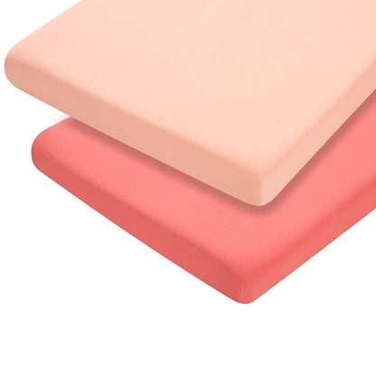 Pack de 2 Sábanas Bajeras para Cuna - Algodón Jersey - Coral | ClevaMama