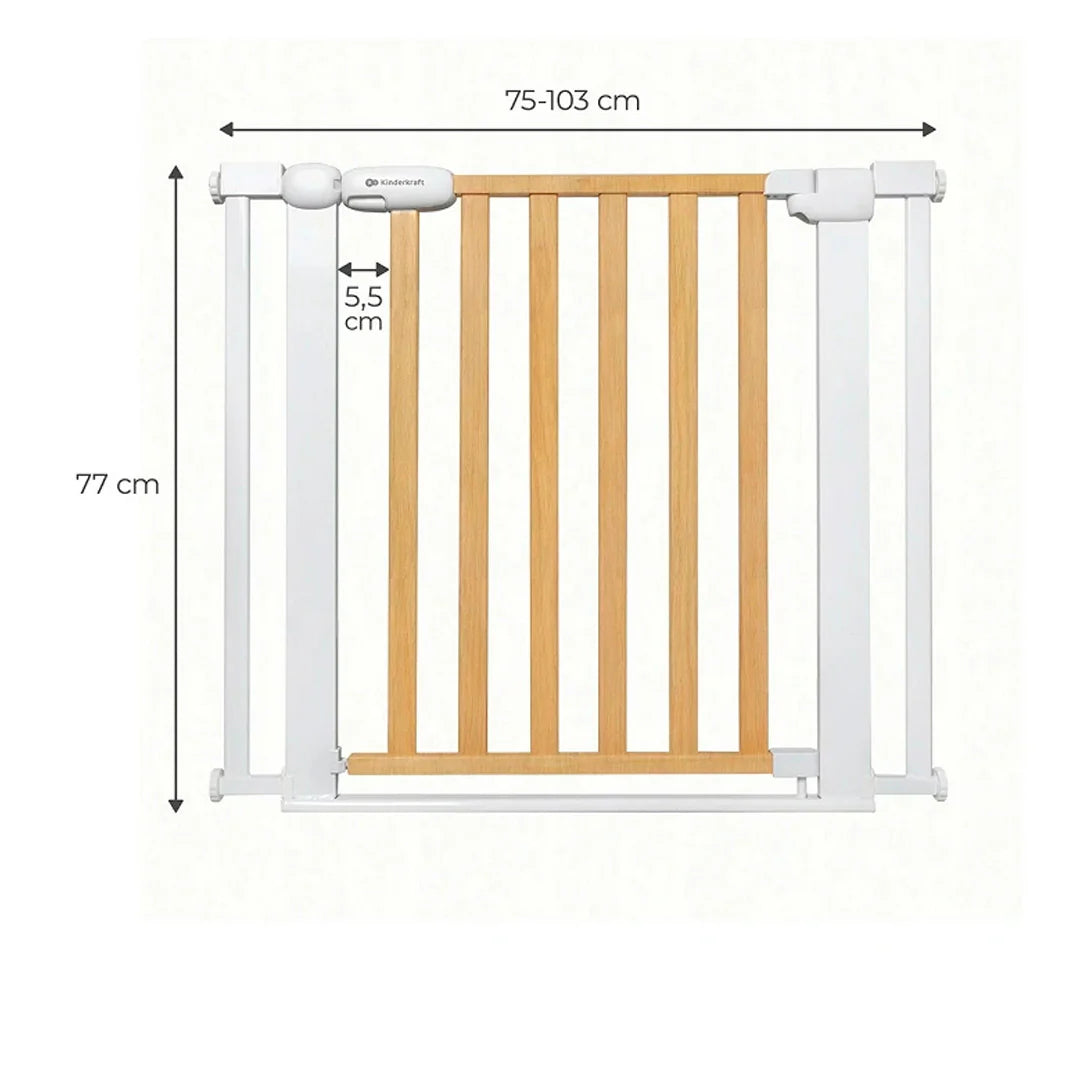Puerta de Seguridad para Bebés y Niños Lock & Go - Madera | Kinderkraft