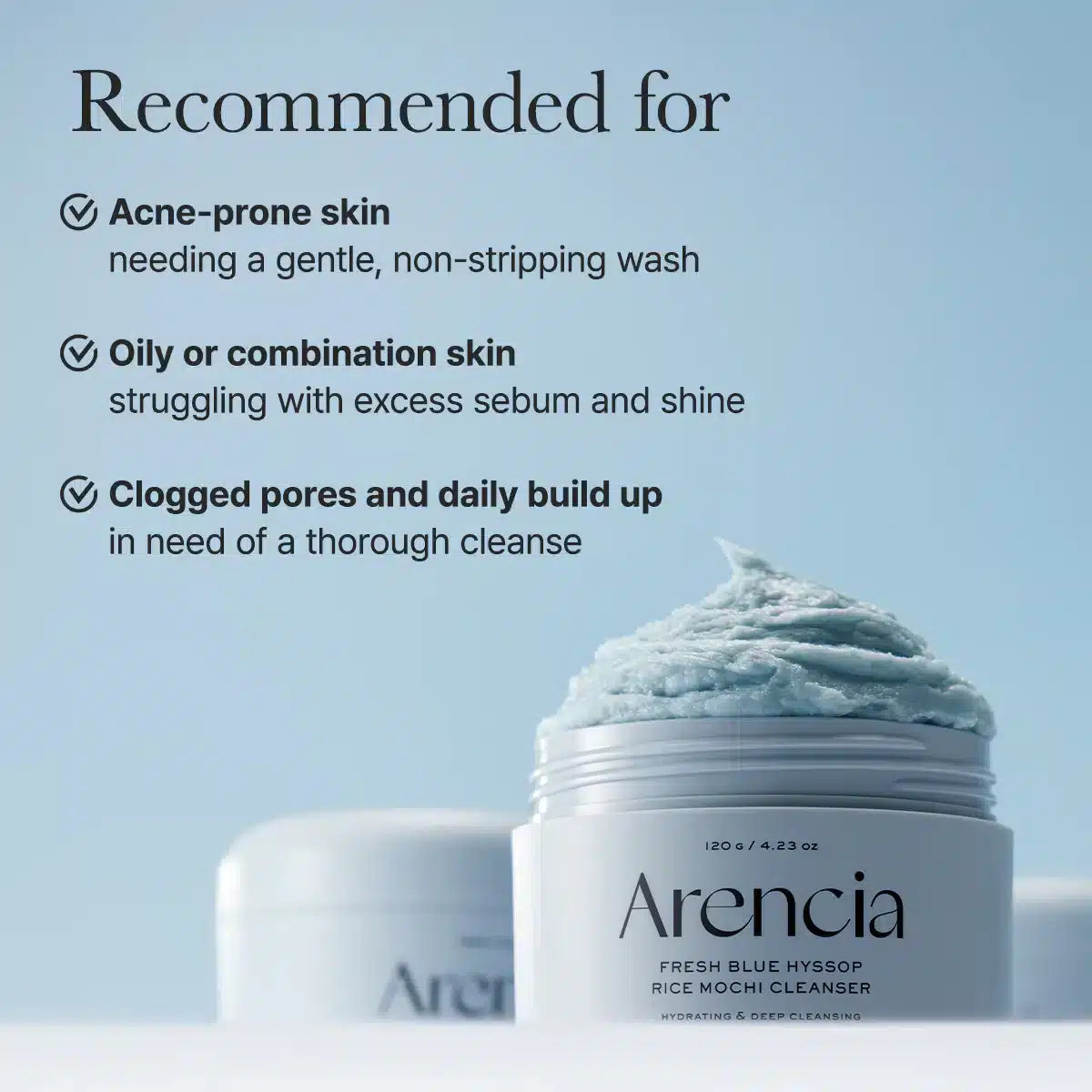 Arencia Blue Hyssop Rice Mochi Cleanser 120g